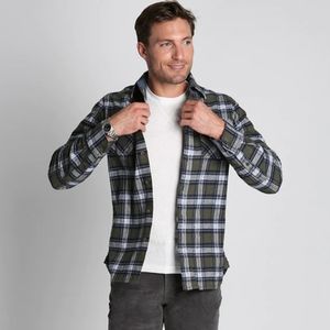 Mens XL Jachs Mfg Heritage Flannel Button down Cotton Shirt Green Navy